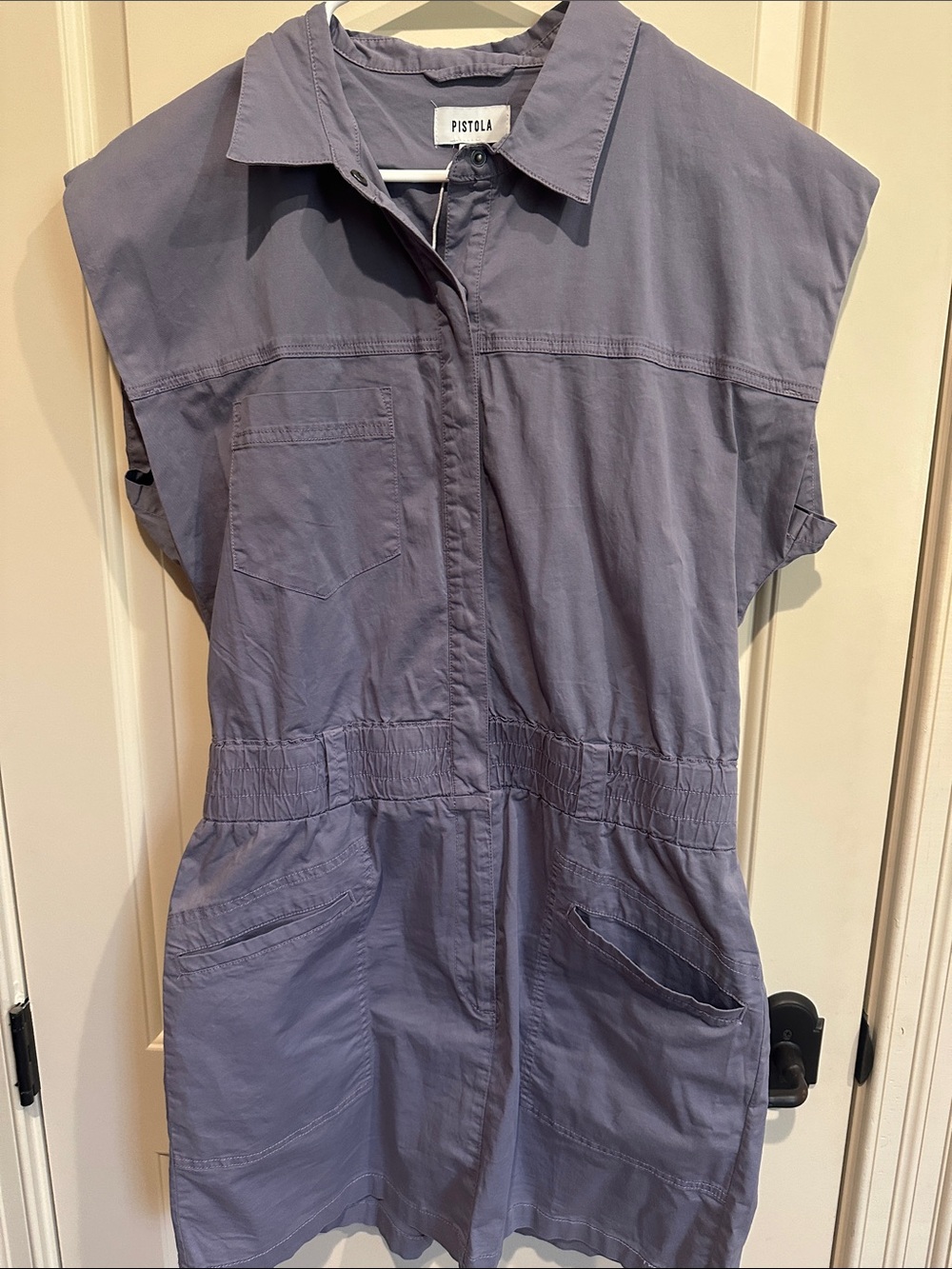 pistola Dusty Lavender Sleeveless Utility Romper Dress